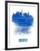 Munich Skyline Brush Stroke - Blue-NaxArt-Framed Art Print