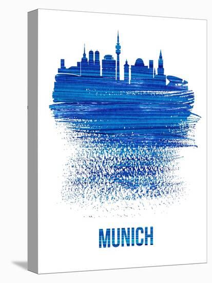 Munich Skyline Brush Stroke - Blue-NaxArt-Stretched Canvas