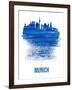 Munich Skyline Brush Stroke - Blue-NaxArt-Framed Art Print