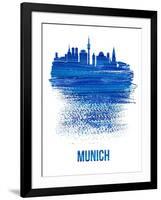 Munich Skyline Brush Stroke - Blue-NaxArt-Framed Art Print