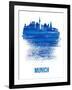 Munich Skyline Brush Stroke - Blue-NaxArt-Framed Art Print