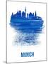 Munich Skyline Brush Stroke - Blue-NaxArt-Mounted Art Print