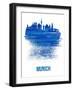 Munich Skyline Brush Stroke - Blue-NaxArt-Framed Art Print