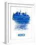 Munich Skyline Brush Stroke - Blue-NaxArt-Framed Art Print