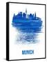 Munich Skyline Brush Stroke - Blue-NaxArt-Framed Stretched Canvas