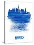 Munich Skyline Brush Stroke - Blue-NaxArt-Stretched Canvas