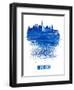 Munich Skyline Brush Stroke - Blue-NaxArt-Framed Art Print