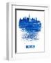 Munich Skyline Brush Stroke - Blue-NaxArt-Framed Art Print