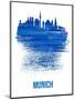 Munich Skyline Brush Stroke - Blue-NaxArt-Mounted Art Print