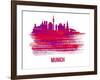 Munich Skyline Brush Stroke - Red-NaxArt-Framed Art Print