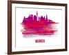 Munich Skyline Brush Stroke - Red-NaxArt-Framed Art Print