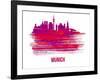 Munich Skyline Brush Stroke - Red-NaxArt-Framed Art Print