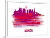 Munich Skyline Brush Stroke - Red-NaxArt-Framed Art Print