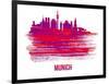 Munich Skyline Brush Stroke - Red-NaxArt-Framed Art Print