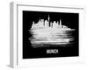 Munich Skyline Brush Stroke - White-NaxArt-Framed Art Print