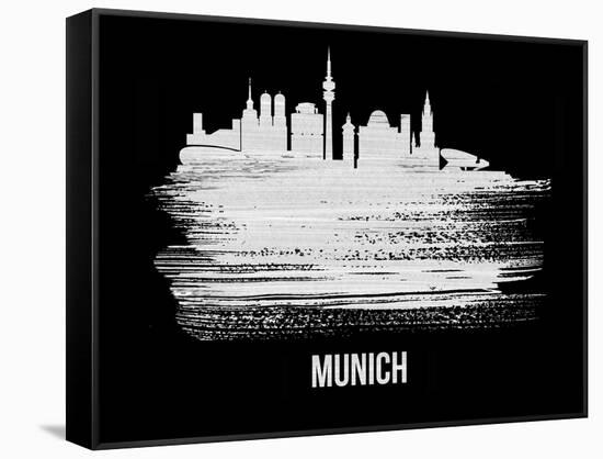 Munich Skyline Brush Stroke - White-NaxArt-Framed Stretched Canvas