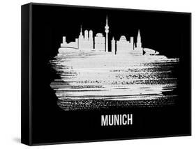 Munich Skyline Brush Stroke - White-NaxArt-Framed Stretched Canvas