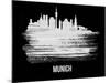 Munich Skyline Brush Stroke - White-NaxArt-Mounted Art Print