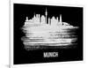 Munich Skyline Brush Stroke - White-NaxArt-Framed Art Print