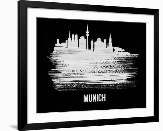 Munich Skyline Brush Stroke - White-NaxArt-Framed Art Print