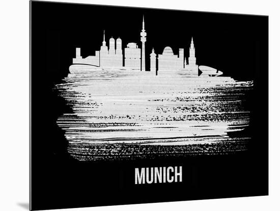 Munich Skyline Brush Stroke - White-NaxArt-Mounted Art Print