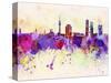 Munich Skyline in Watercolor Background-paulrommer-Stretched Canvas