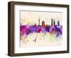 Munich Skyline in Watercolor Background-paulrommer-Framed Art Print