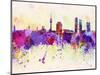 Munich Skyline in Watercolor Background-paulrommer-Mounted Art Print