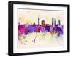 Munich Skyline in Watercolor Background-paulrommer-Framed Art Print