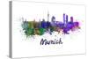 Munich Skyline in Watercolor-paulrommer-Stretched Canvas