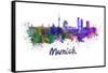 Munich Skyline in Watercolor-paulrommer-Framed Stretched Canvas