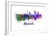 Munich Skyline in Watercolor-paulrommer-Framed Art Print