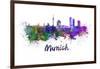 Munich Skyline in Watercolor-paulrommer-Framed Art Print