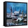 Munich Skyline in Winter with Snow-Markus Bleichner-Framed Stretched Canvas