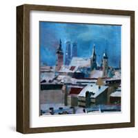 Munich Skyline in Winter with Snow-Markus Bleichner-Framed Art Print