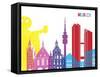 Munich Skyline Pop-paulrommer-Framed Stretched Canvas