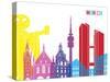 Munich Skyline Pop-paulrommer-Stretched Canvas