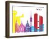 Munich Skyline Pop-paulrommer-Framed Art Print