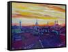 Munich Skyline with Burning Sky at Sunset-Markus Bleichner-Framed Stretched Canvas