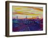 Munich Skyline with Burning Sky at Sunset-Markus Bleichner-Framed Art Print