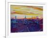 Munich Skyline with Burning Sky at Sunset-Markus Bleichner-Framed Art Print