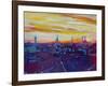 Munich Skyline with Burning Sky at Sunset-Markus Bleichner-Framed Art Print