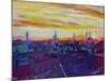 Munich Skyline with Burning Sky at Sunset-Markus Bleichner-Mounted Art Print