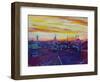 Munich Skyline with Burning Sky at Sunset-Markus Bleichner-Framed Art Print