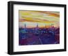 Munich Skyline with Burning Sky at Sunset-Markus Bleichner-Framed Art Print