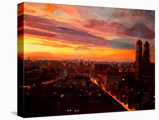 Munich Sunset with Church of Our Lady-Markus Bleichner-Stretched Canvas