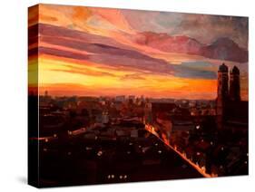 Munich Sunset with Church of Our Lady-Markus Bleichner-Stretched Canvas