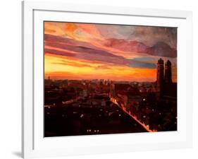 Munich Sunset with Church of Our Lady-Markus Bleichner-Framed Art Print