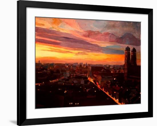 Munich Sunset with Church of Our Lady-Markus Bleichner-Framed Art Print