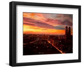 Munich Sunset with Church of Our Lady-Markus Bleichner-Framed Art Print